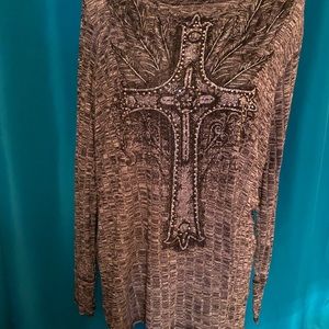 Cato Woman Black Top with Sequin Cross Size 22-24W